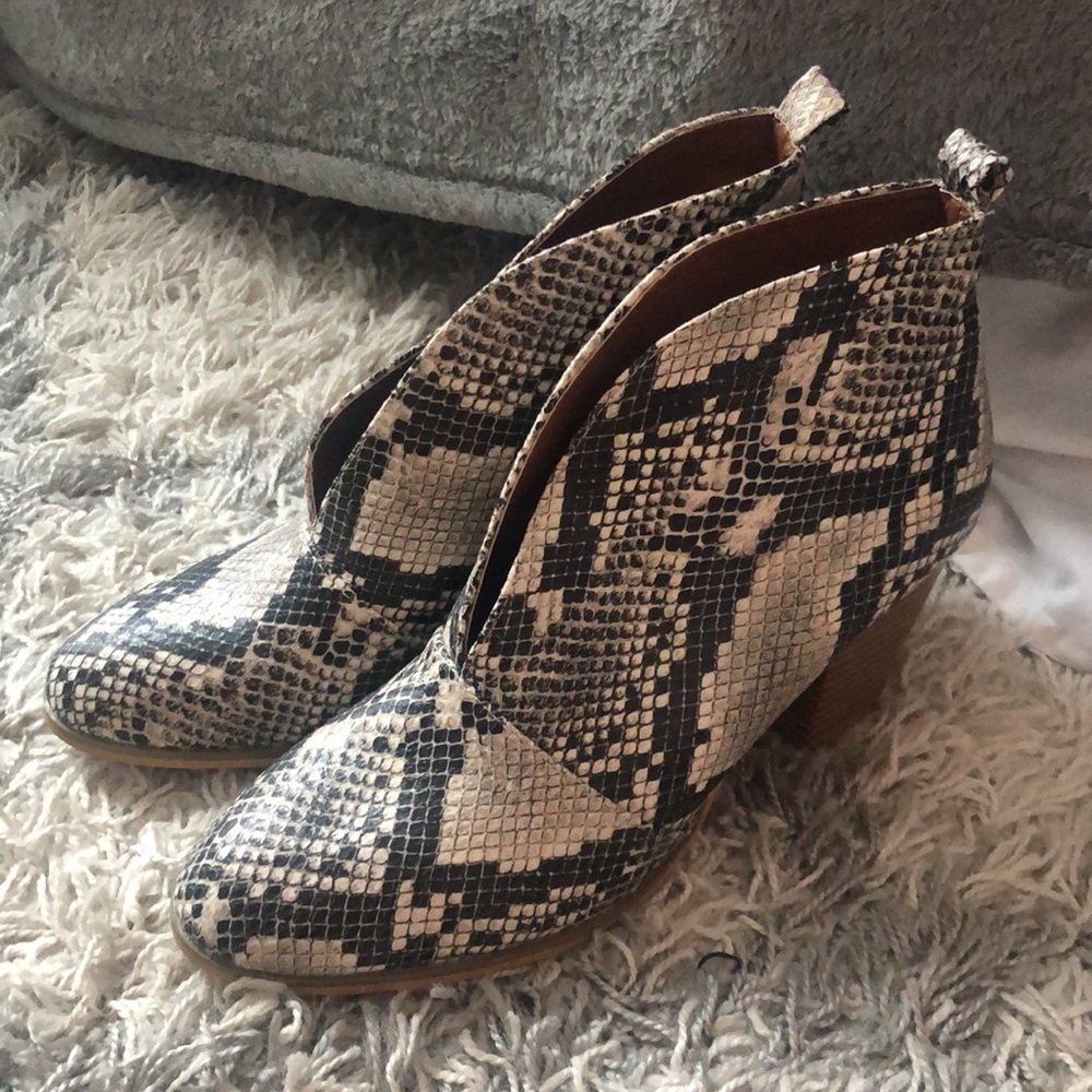 Snake print ankle booties